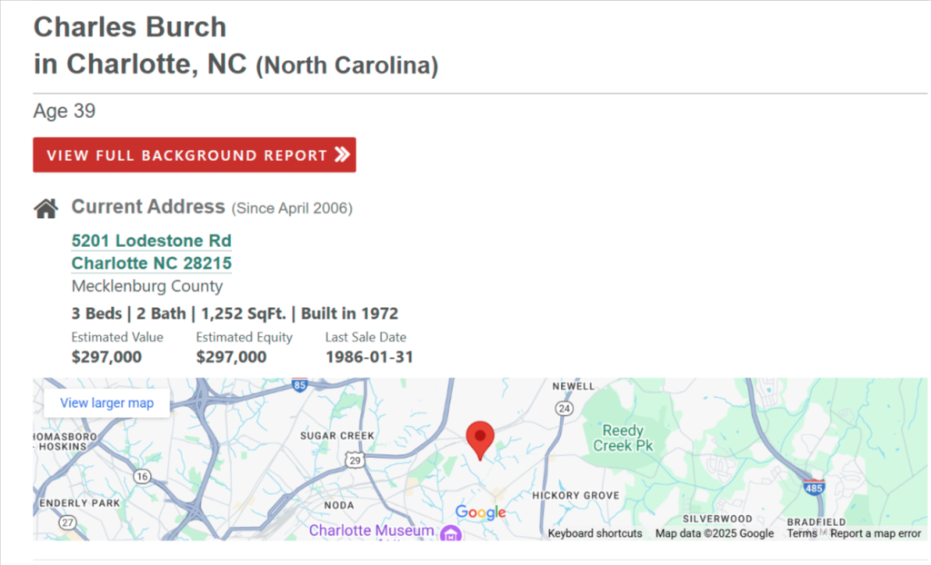 Charles Burch 39 Charlotte NC 704 567 4429 Public Records Profile 05 17 2025 06 52 PM 1024x622