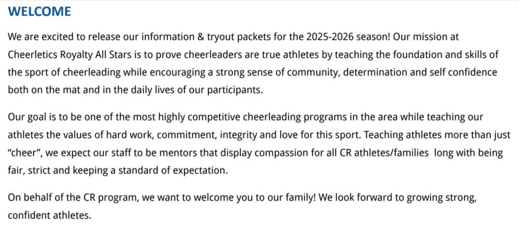 Cheerletics Contract