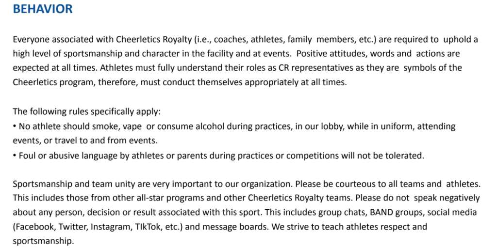 Cheerletics Contract